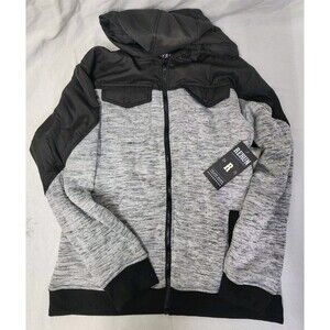 NWT RERUN Boys Full Zip Hooded Puffer Jacket Coat Grey Black Size X-Large Sherpa